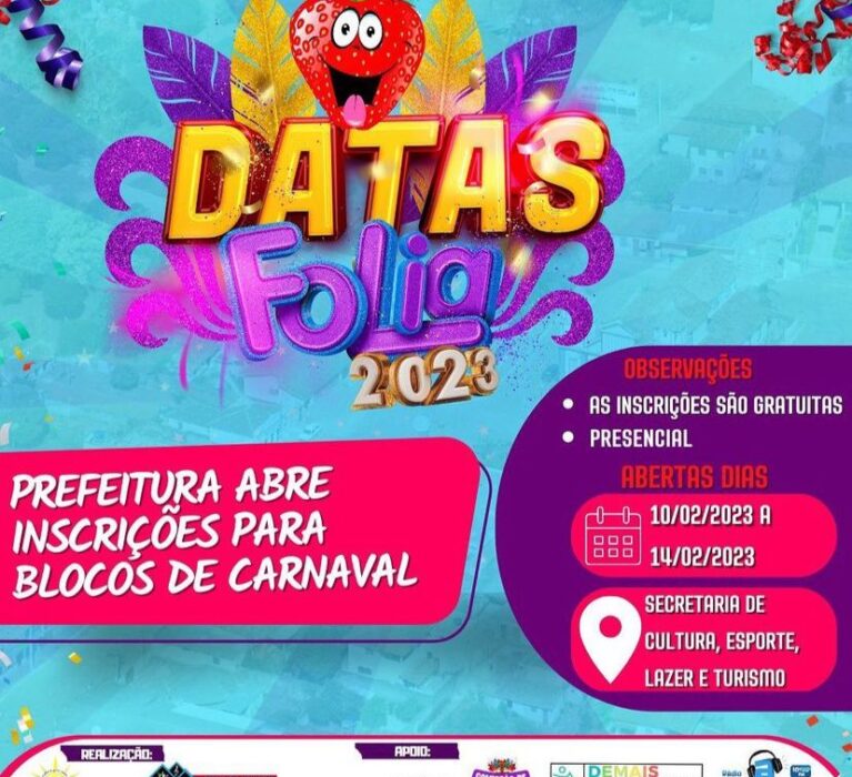 Prefeitura abre inscrições para blocos de carnaval