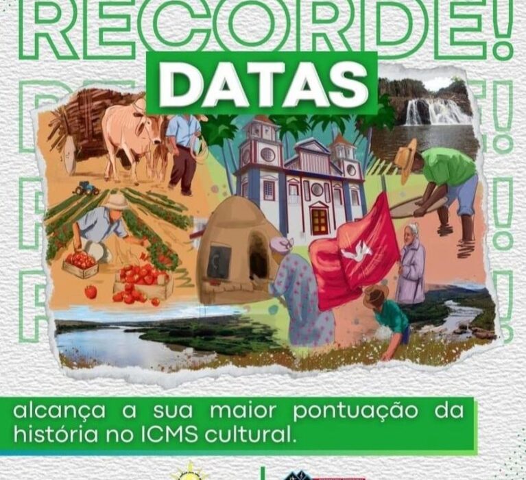 Datas bate recorde no ICMS CulturalA Prefeitura Municipal de Datas comemora mais uma importante conquista da gestão 2021/2024: a pontuação recorde no ICMS do Patrimônio Cultural. A marca alcançada neste ano 17,59 é historicamente a maior do município, despontando como destaque em toda a região.O ICMS Patrimônio Cultural é um programa de incentivo à preservação do patrimônio cultural do Estado. Ele funciona por meio de repasse dos recursos aos municípios que preservam seu patrimônio e suas referências culturais, através de políticas públicas relevantes.Com essa pontuação, o Município gera a possibilidade do recebimento de mais recursos e destaca a importância do trabalho da Secretaria de Cultura, Esporte, Lazer e Turismo de Datas por meio do Conselho Municipal do Patrimônio Cultural.A todos os envolvidos nosso reconhecimento pelo magnífico trabalho!